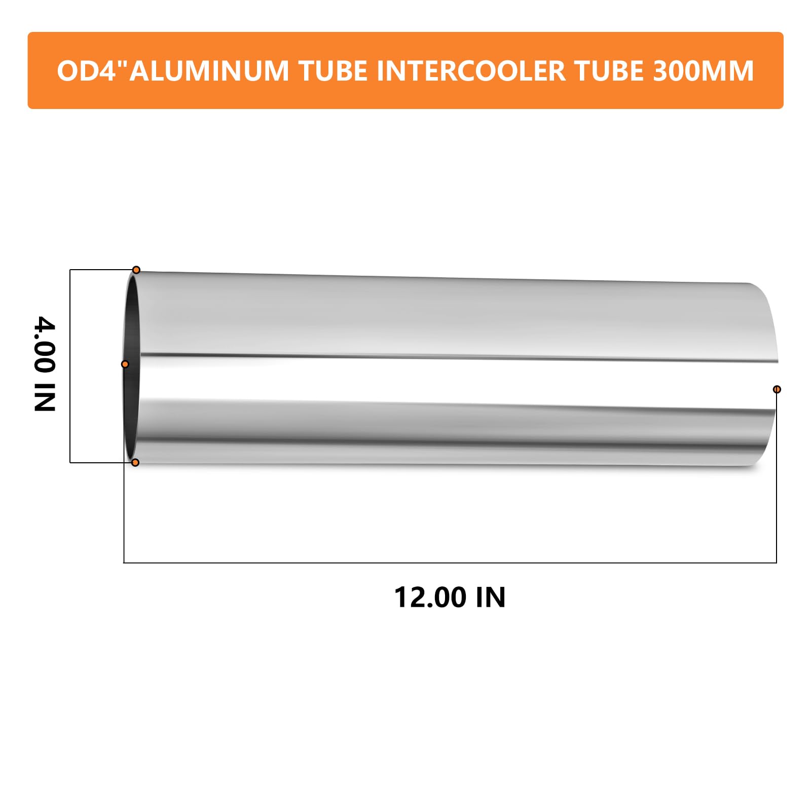 Gasher 1Pcs Aluminum Alloy Tube 4''Od Length 12   (300Mm) Intercooler Pipe For Intake And Cooling Systems