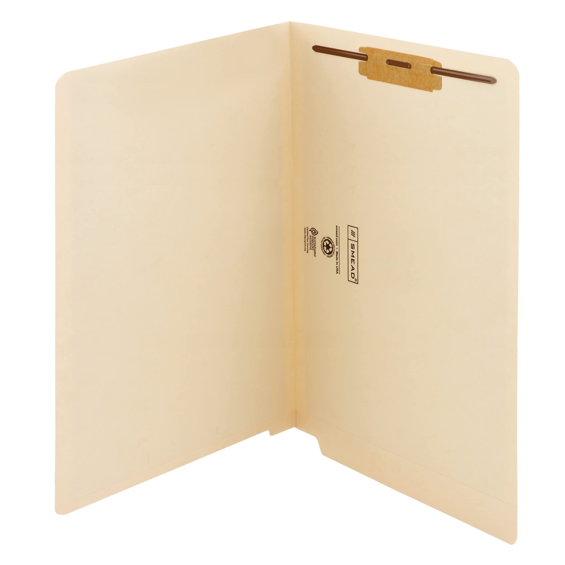 Smead End Tab Fastener File Folder, Shelf-Master Reinforced Straight-Cut Tab, 1 Fastener, Legal Size, Manila, 50 Per Box (37110)
