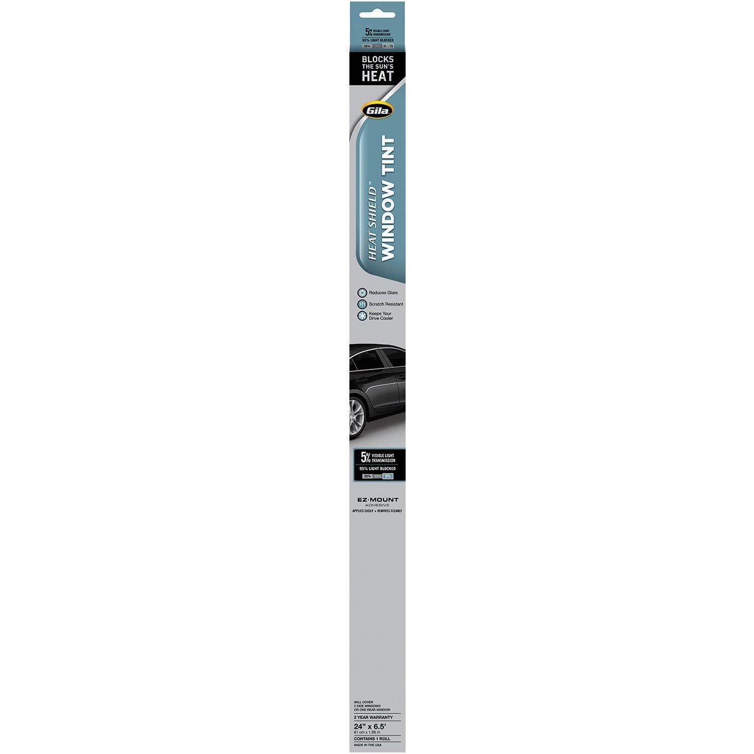 Gila Heat Shield 5% Vlt Automotive Window Tint Diy Heat Control Glare Control Privacy 2Ft X 6.5Ft (24In X 78In)