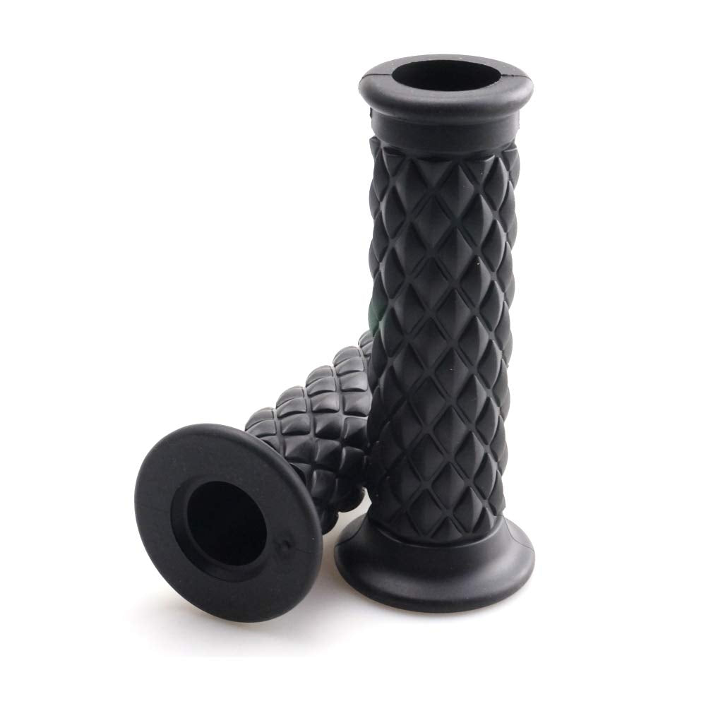 Motorcycle Vintage Non Slip Handlebar Grips 7/8' 22Mm 1' 24Mm Rubber Handle Grips, Open End (Black)