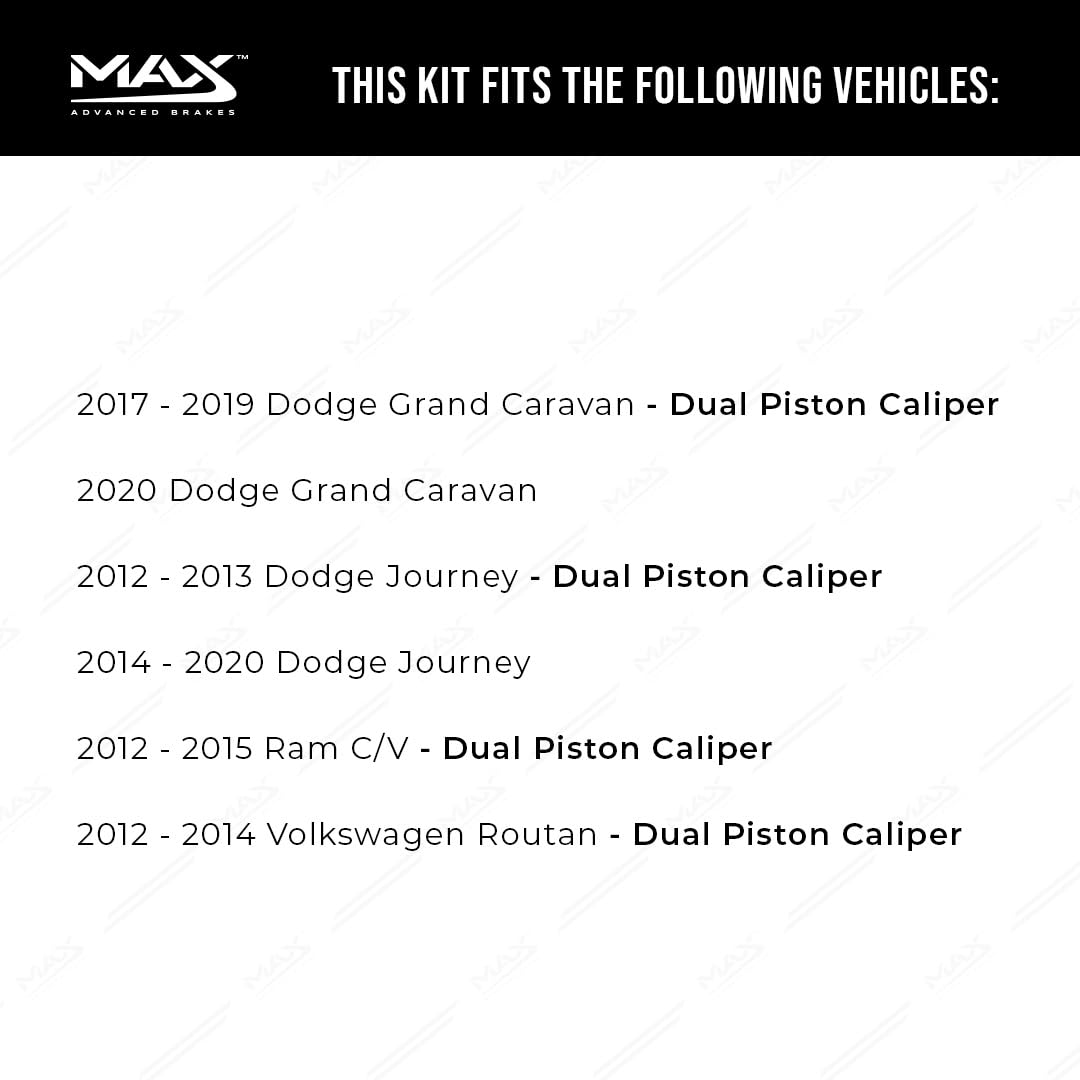 Max Advanced Brakes Front Brake Kit Compatible With 2012-2023 Chrysler Town & Country Pacifica W/Dual Piston Caliper Replacement