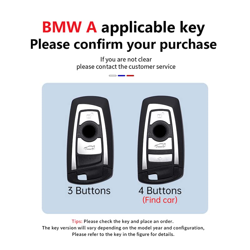 Bradegeve Key Fob Cover Case, Keychain, Metal Shell Cover Compatible For Bmw 1 3 4 5 6 7 Series X3 X4 M5 M6 Gt3 Gt5 (Siliver-Carbon Fiber)