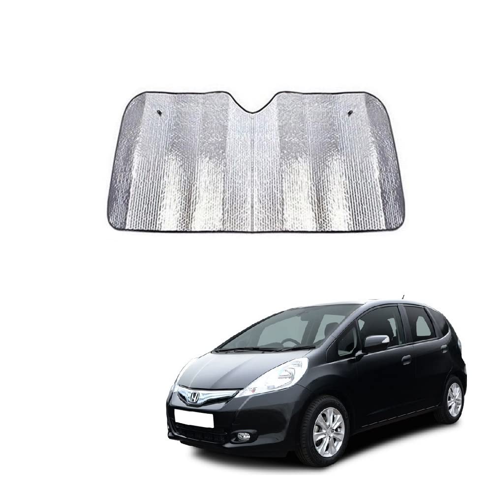 Car Windshield Silver Parking Foldable Sunshade for Heat Protection Useful on Front and Rear Windshield Glass Suitable for Jazz 
