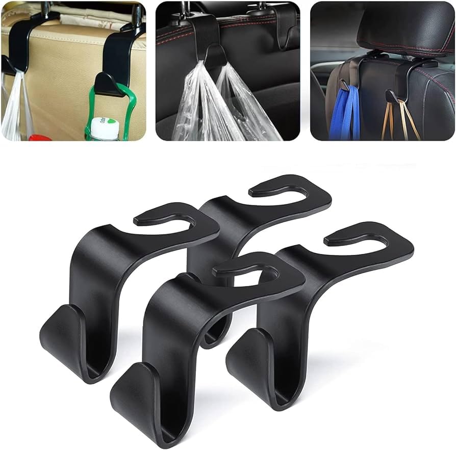 ABOUT SPACE Car Backseat Headrest Hook  4 Pcs Plastic Hanging Storage Holder  Car Organizer  Space Saving Organiser for Handb