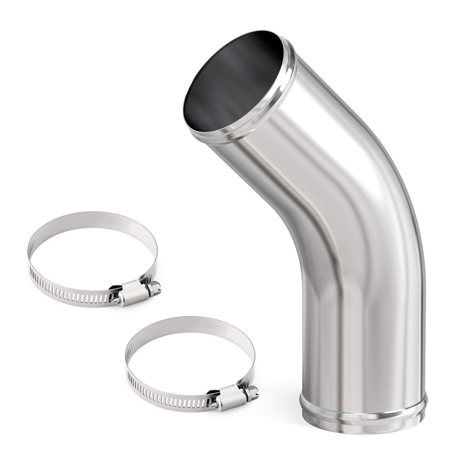 Gasher 1Pcs 45 Degree Elbow Aluminum Alloy Tube 3''Od, Leg Length 12'' (300Mm) With Bead Roll, Intercooler Pipe For Intake And C