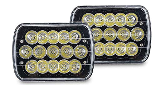 Vspec 1 pair of 7x6 5x7 BLACK LED Headlights H6054 Lamps replacements