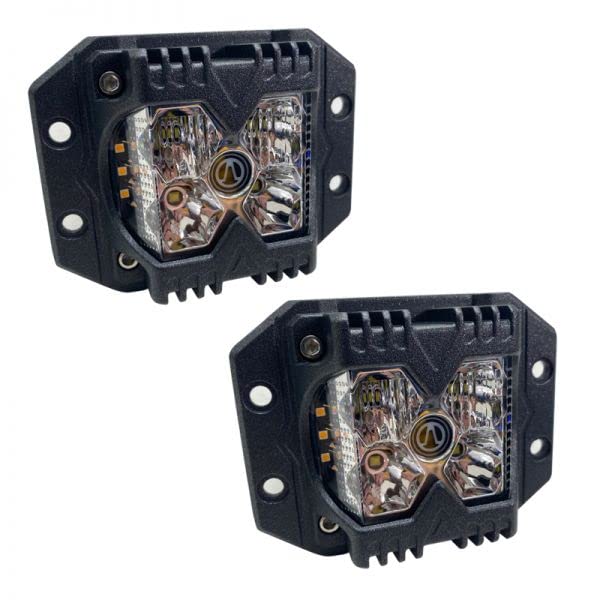 Race Sport Lighting Auxiliary Light Fit 40-Watt Led Auxiliary Flush Mount Light With Amber Side Strobe Rs02Fmc