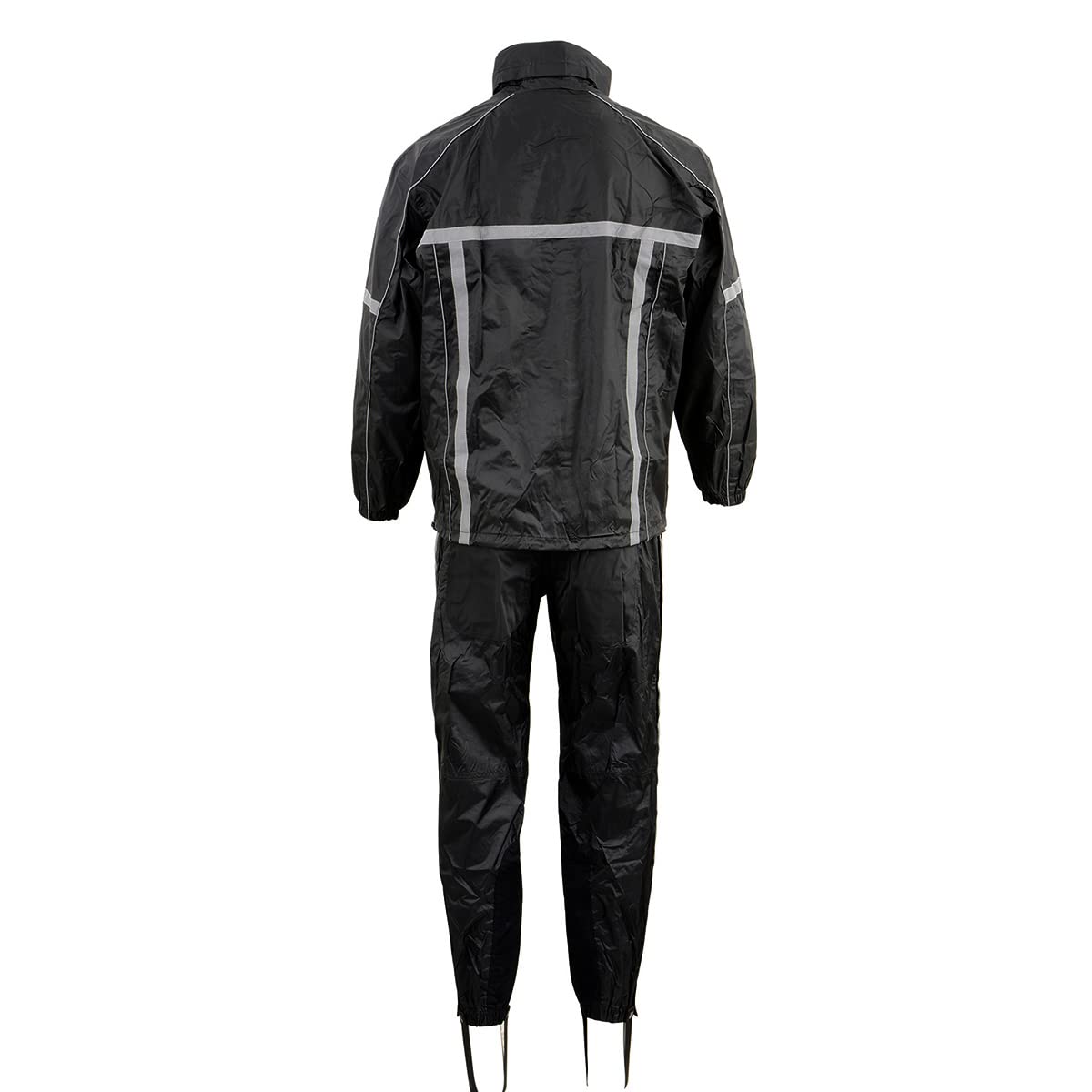Milwaukee Leather MPM9510 Men's Black Water-Resistant Motorcycle Rain Suit with Hi Vis Reflective Tape - Small