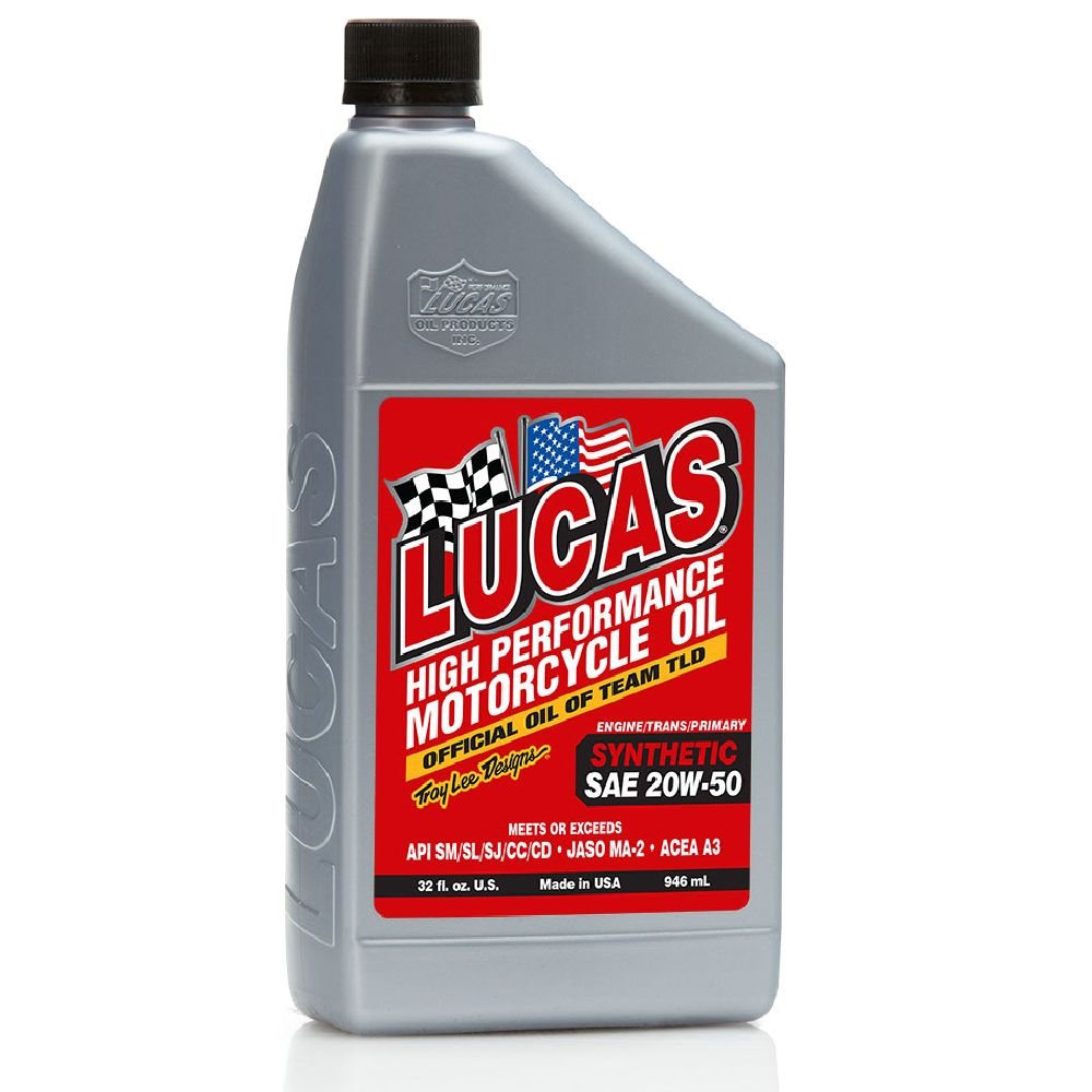 Lucas Oil 10702 Sae 20W-50 Synthetic Motorcycle Oil - 1 Quart Bottle