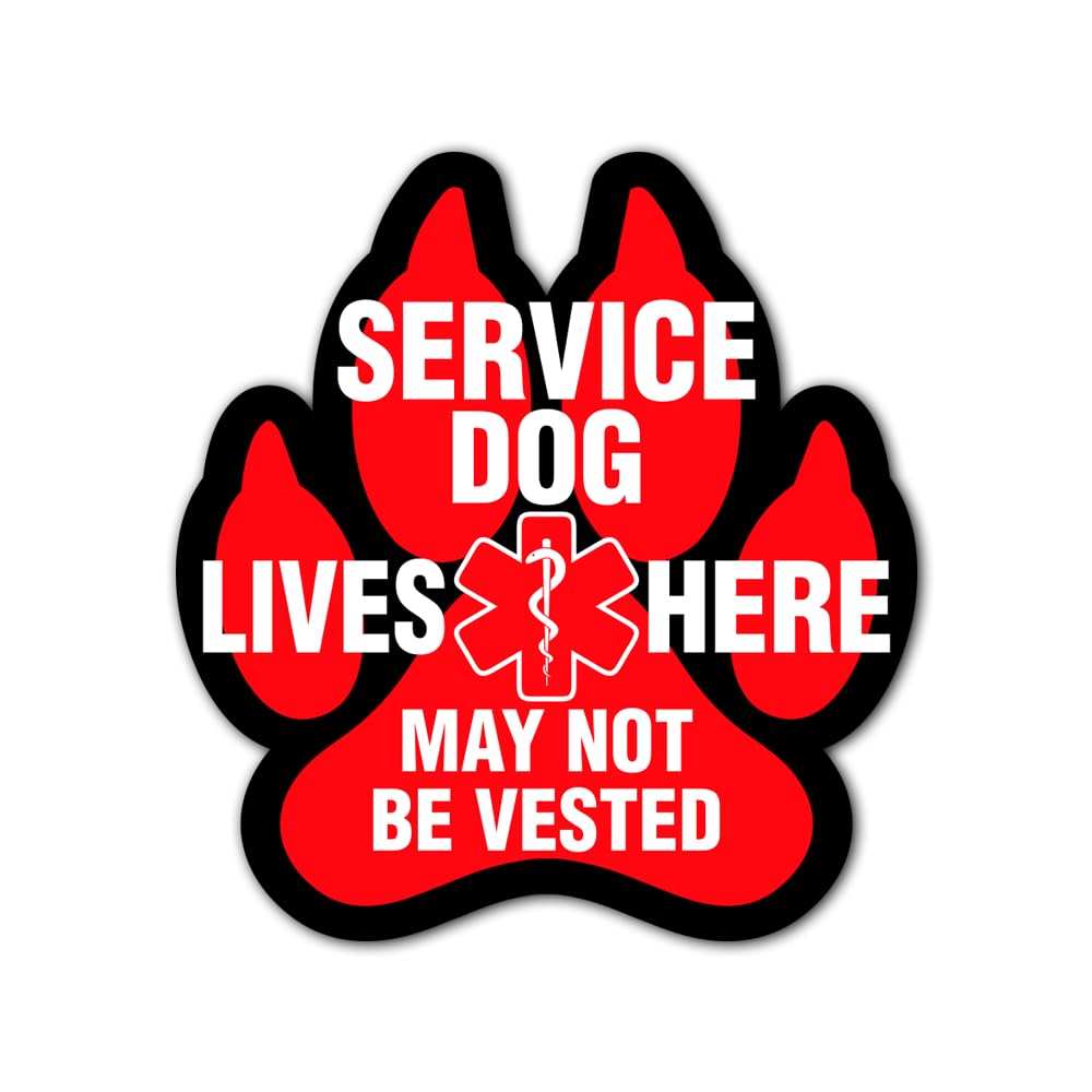Service Dog Lives Here - May Not Be Vested Decal Sticker for Car or Truck Windows Plus Doors and Walls-May Not Be Vested Vinyl S