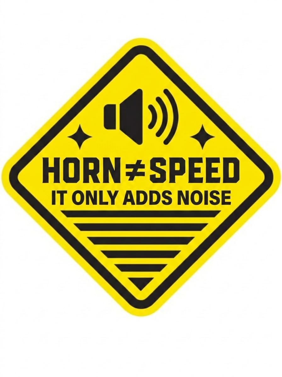 High Horn Warning Sticker,Caution,Does Not Equal Speed It Only Adds Noise Warning Decal,Self Adhesive Vinyl For Car,Bike,Diy,Sel