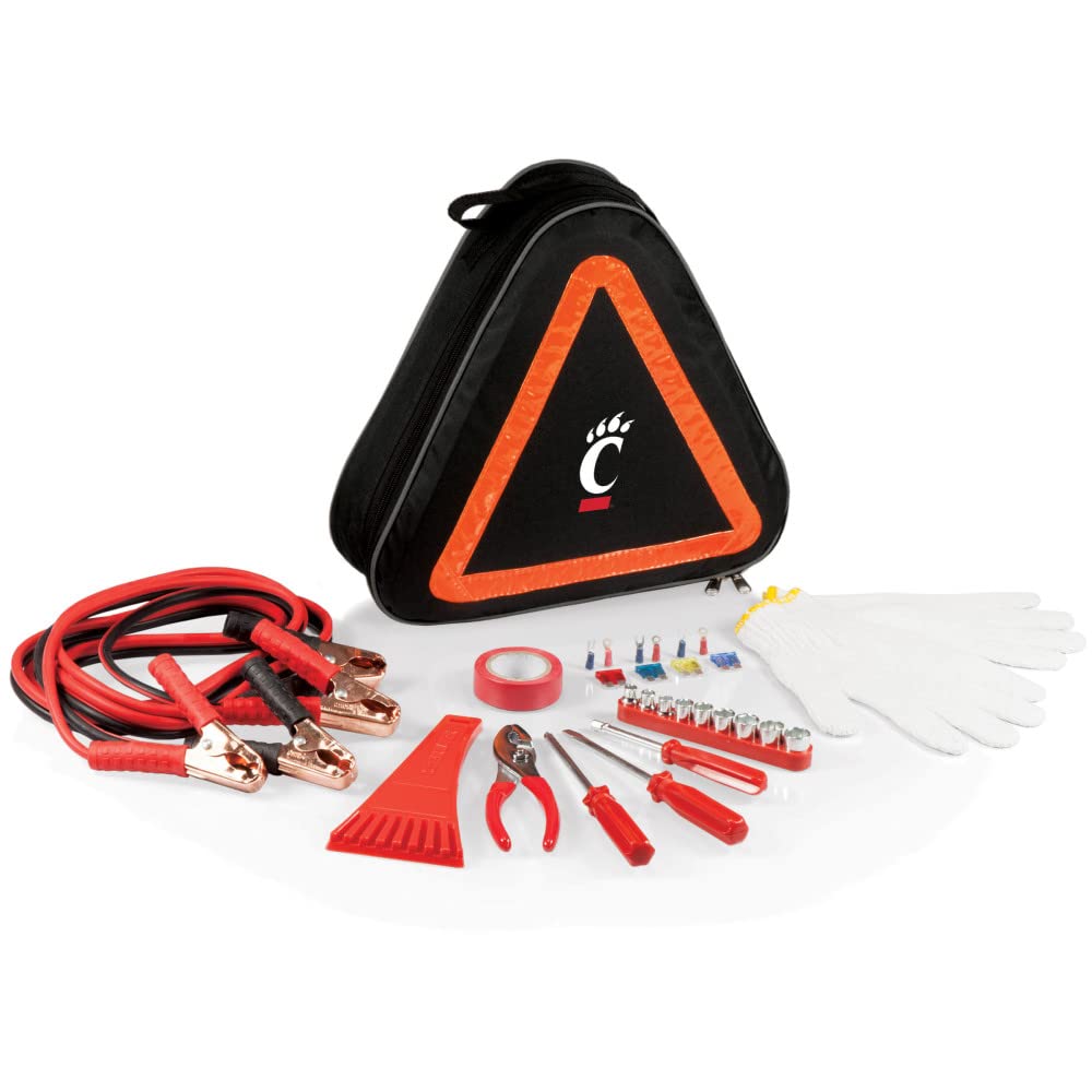 Picnic Time Ncaa Cincinnati Bearcats Emergency Car Kit - Auto Vehicle Safety Road Side Assistance With Jumper Cables And Car Too