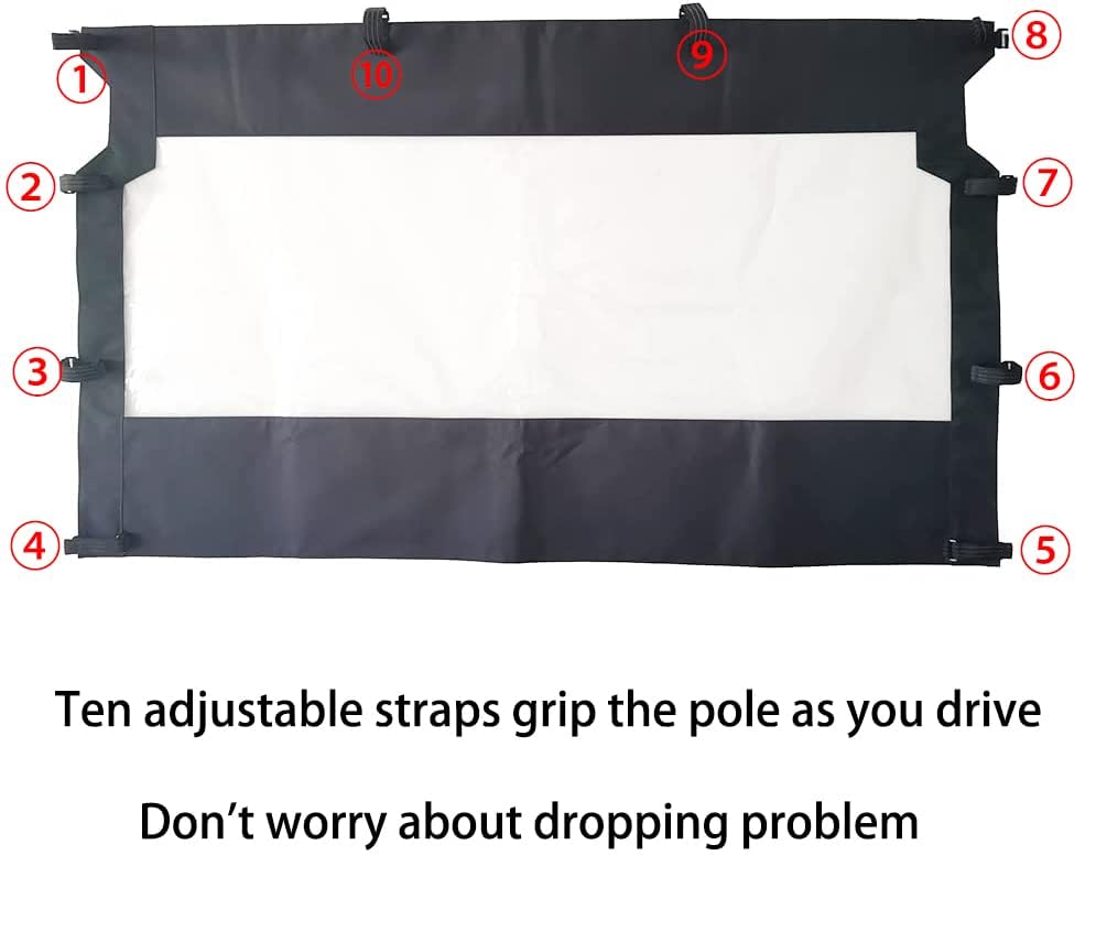Chikia Rhino UTV Soft Rear Windshield, Clear 600D Oxford Fabric, Model CKRW000018