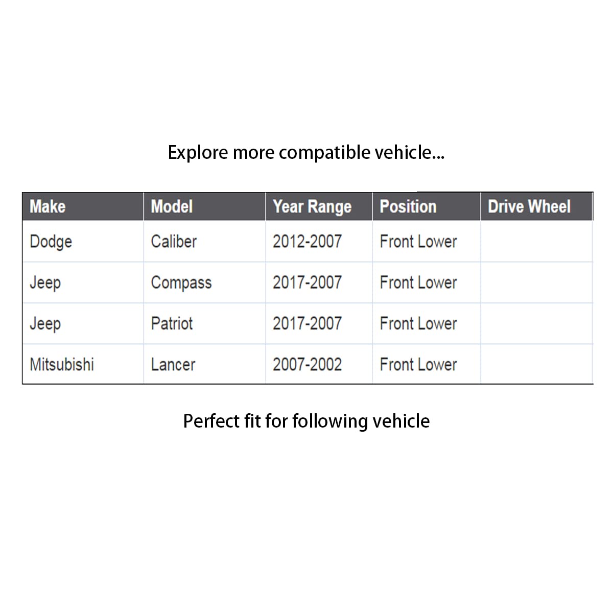 Kdsa Front Lower Ball Joint For Dodge Caliber 2007-2012, For Jeep Compass 2007-2017/ Patriot 2007-2017, For Mitsubishi Lancer 20