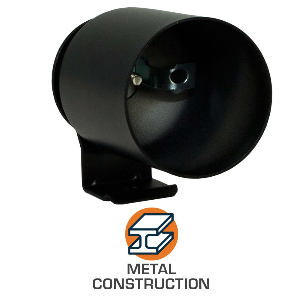 Glowshift Universal Black Single Gauge Metal Dashboard Pod - Fits Any Make/Model - Mounts (1) 2-1/16'' (52Mm) Gauge To Vehicle'S