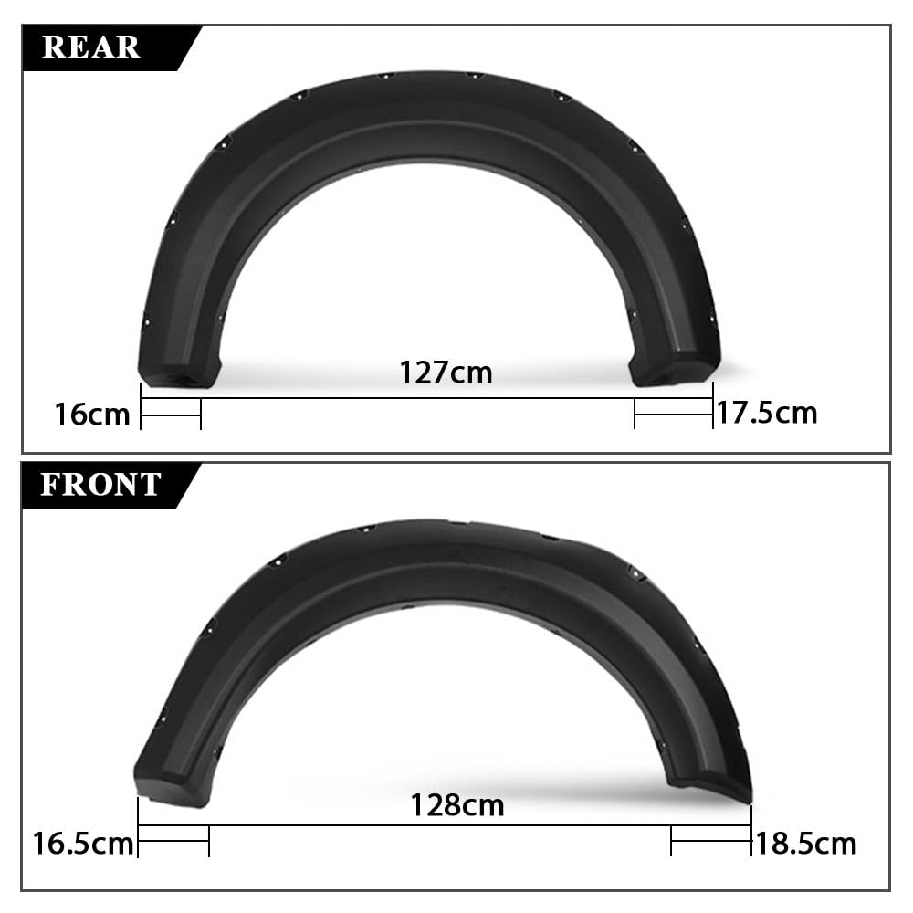 G-PLUS Pocket-Riveted Fender Flares for 2009-2014 Ford F150, Black, Polypropylene, Fits 67"/78.8"/97.4" Bed Length Models