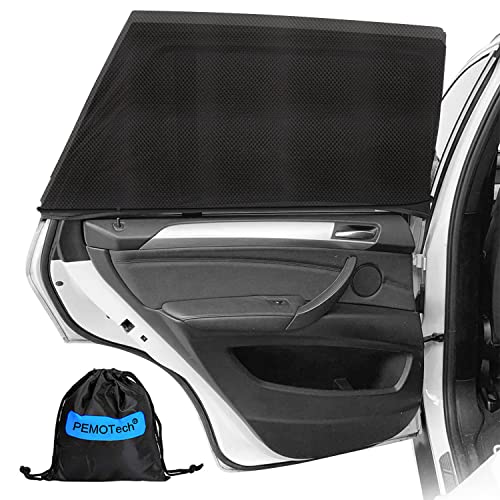 Pemotech Car Window Shades(2 Pack)-Certified Car Side Window Sun Shades, Uv Protection Breathable Spandex Baby Window Covers, Universal Fit Most (99%) Of Cars, Protect Privacy For Family (27.2'X39.8')