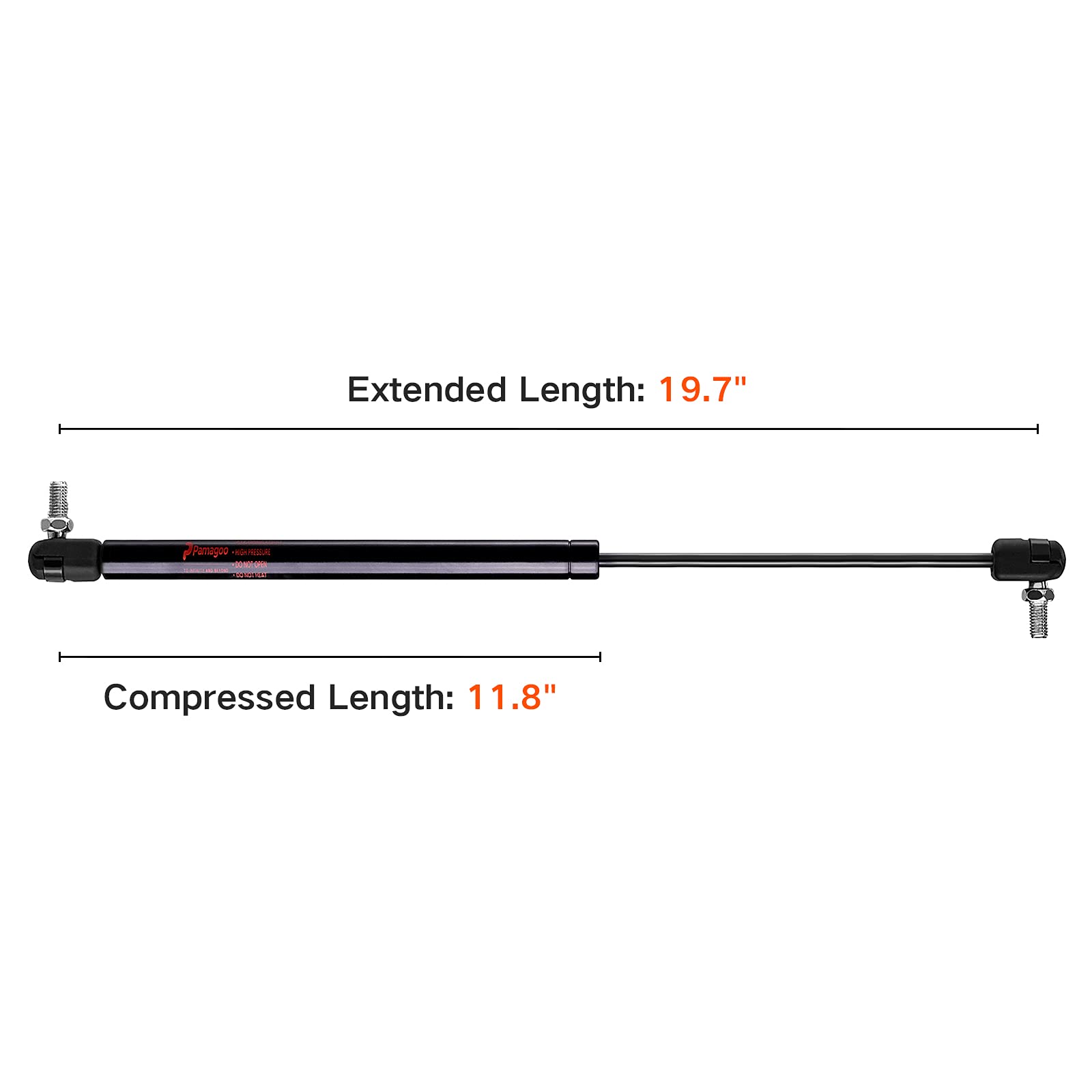 Pamagoo 20 Inch Gas Strut 200 Lb 889 N Per Prop, Gas Spring Shock Lift For Heavy Duty Bed Window Floor Hatch Door Trap Door Tonneau Cover(2 Pack Fit 185-215 Lbs Weights)