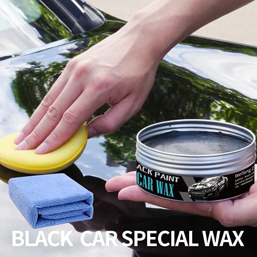WEICA Car Wax Kit for Black Cars - 180g Carnauba Wax with Sponge & Towel, Scratch Resistant, Black