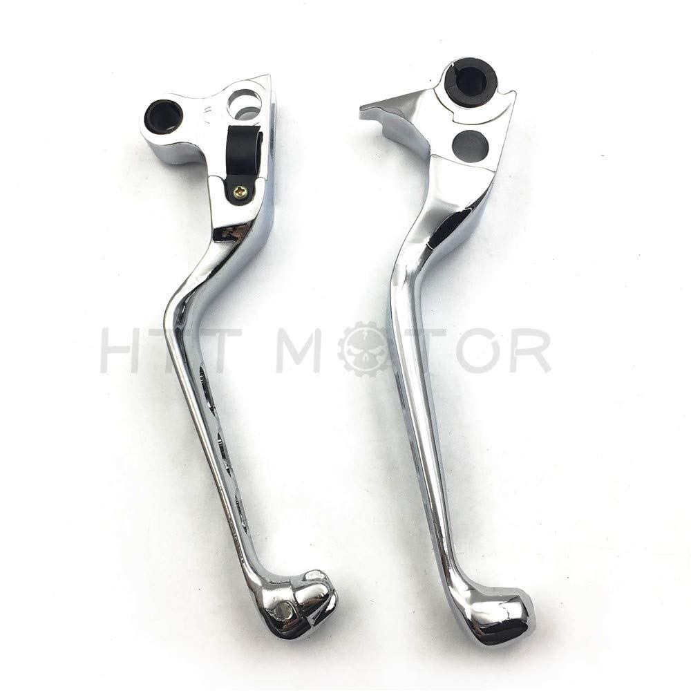 HTTMT Chrome CNC Aluminum Brake Clutch Skull Zombie Lever for Harley Davidson Sportster Softail - Hollow, Black