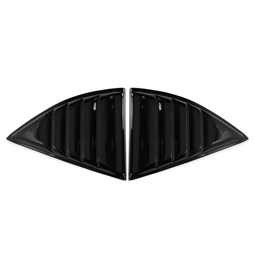Ikon Motorsports, Side Window Louver Compatible With 2010-2015 Chevy Camaro Coupe, Carbon Fiber Print Sun Shade Cover Windshield Scoop Pair, 2011 2012 2013 2014
