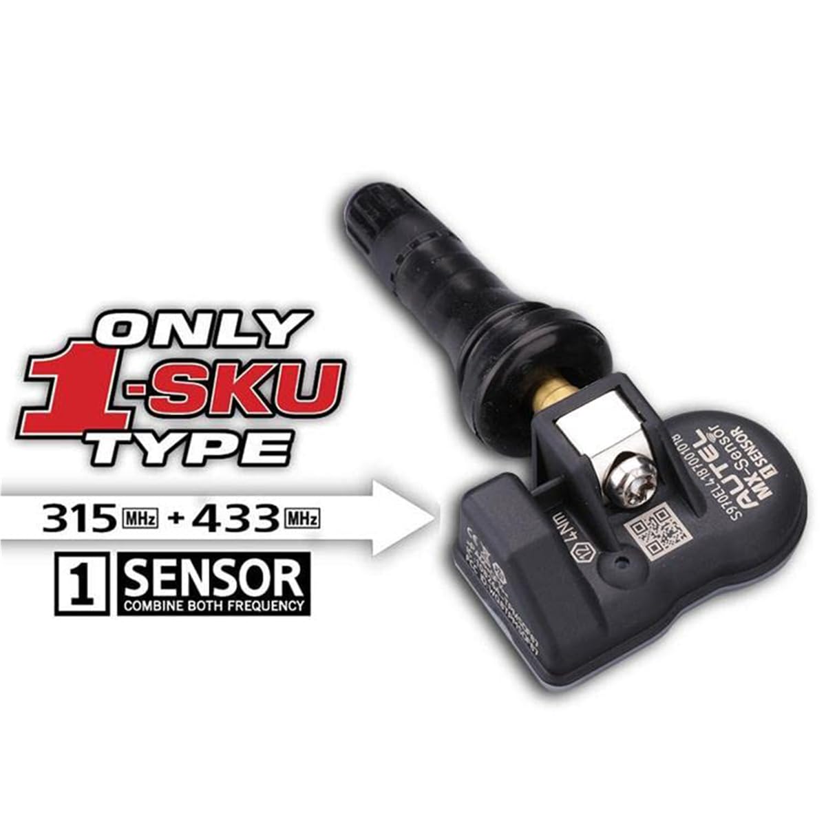 Autel 1-Sensor - Bulk of (20) Individually Bagged with Rubber Press-in Valve 300010, Black