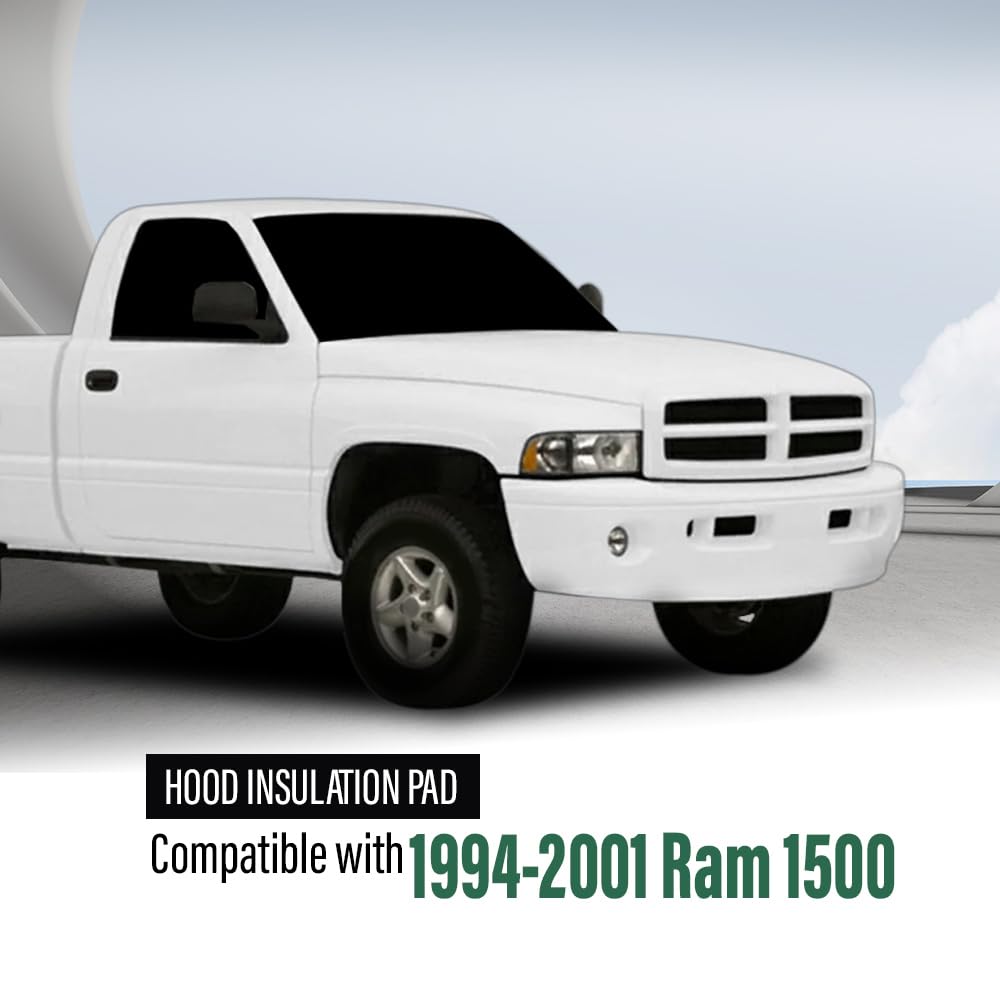 LQI Hood Insulation Pad - Black, Fiberglass, Compatible with Dodge Ram 1500 (1994-2001) - Not for Durango, Dakota, or Diesel
