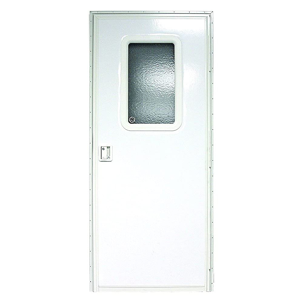 Lippert Components Right Hinge RV Entry Door with Screen Door, 30 x 72, Square, Felt Seal - V000149585,Polar White