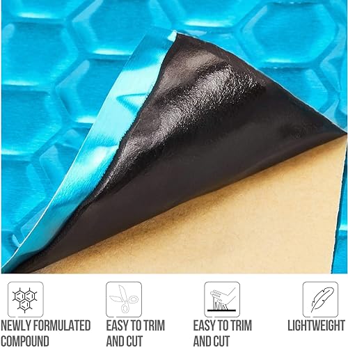 Amazon Basics Car Sound Deadener, Rubber, 14.5″ x 10″, Blue, Model AMZ1905, Pack of 10