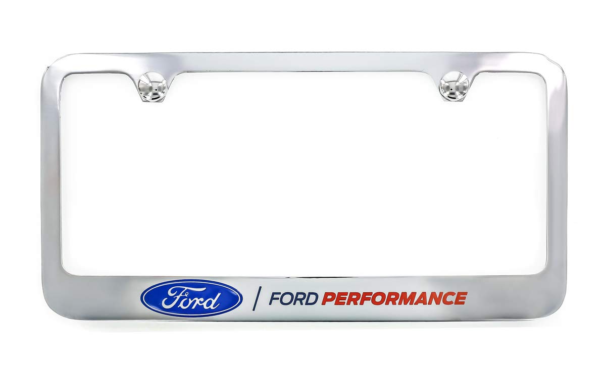 Ford Performance Wordmark Chrome Plated Metal Wide Bottom License Plate Frame Holder