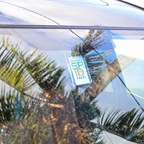 2 Pack - Clear Parking Permit Holder - Durable Vertical Parking Lot Pass Rear View Mirror Hanger - for Small Stickers and Passes