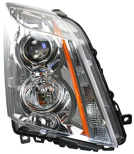TRQ Headlight Assembly Set, Chrome Bezel, Driver & Passenger Side, Compatible with Cadillac CTS 2008-2014, Clear, Model HLA88579