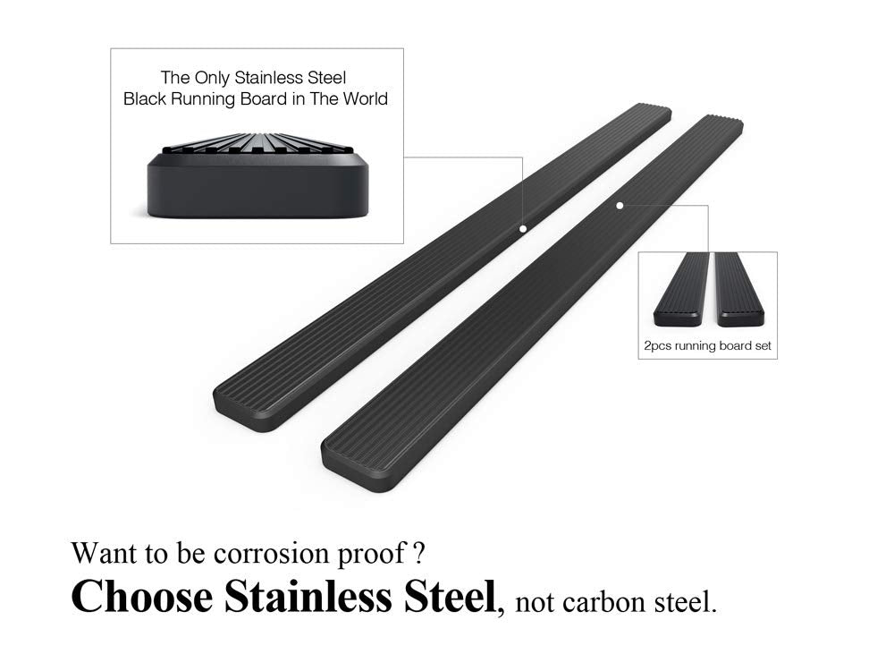 APS Running Boards (Nerf Bars Side Steps) Compatible with Chevy Silverado GMC Sierra 1500 2001-2013 Crew Cab & 2500 3500 2001-20