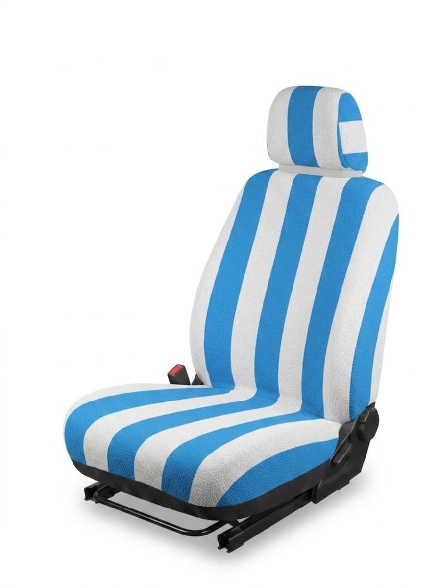 MISHIKA Cotton Car Seat Towel Cover, Universal Fit, Beige, Soft Driving Comfort, 130x50 cm (1, Blue line, 30 60)