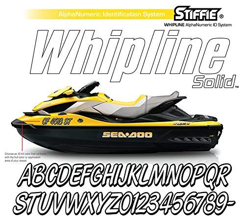 Whipline Solid White/Black 3'' Alpha-Numeric Registration Identification Numbers Stickers Decals for Boats & Personal Watercraft