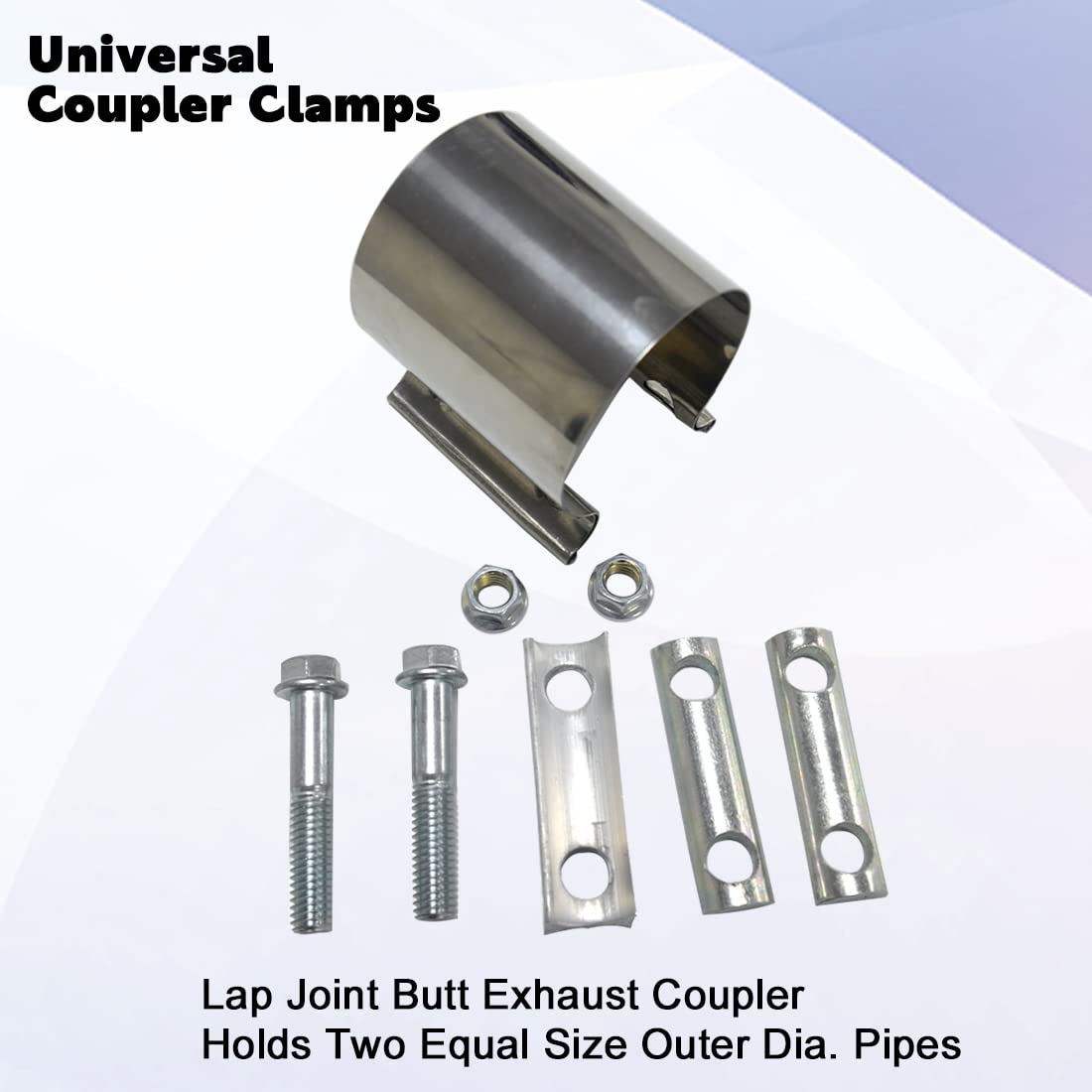Emotor 2 Inch Butt Joint Exhaust Band Clamp-Stainless Steel Sleeve Coupler-fits OD 2'' Exhaust Pipes Mufflers