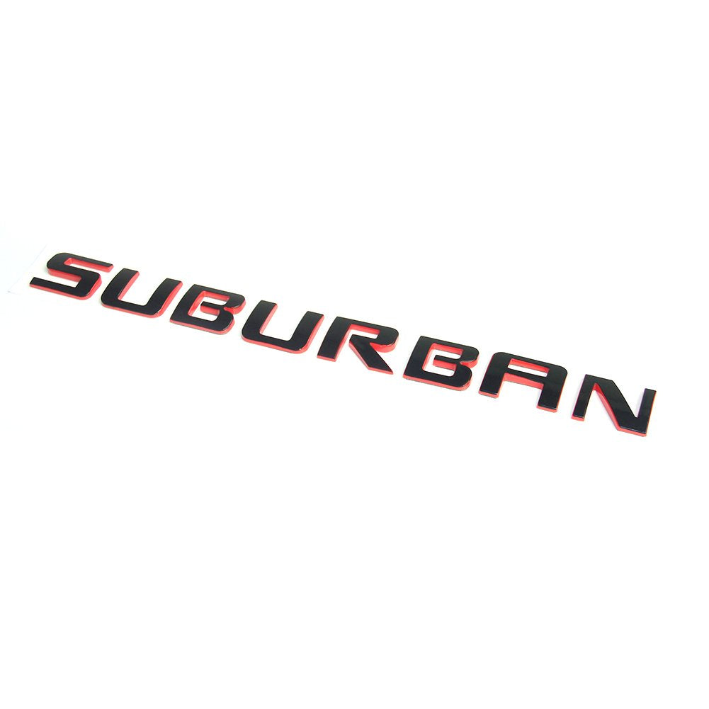 Yoaoo 3-Pack Suburban Emblems Badges - 3D ABS Plastic, Glossy Redline, Model CS0-3-Suburbanline