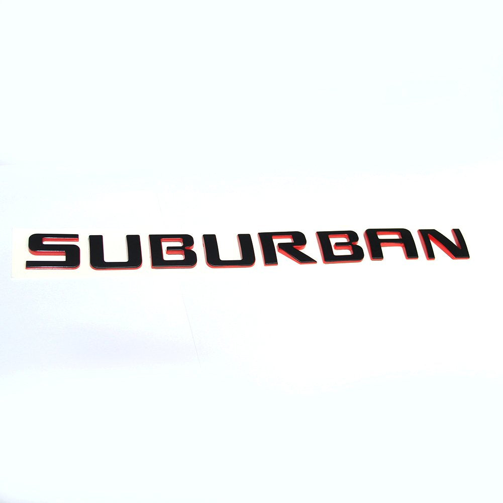 Yoaoo 3-Pack Suburban Emblems Badges - 3D ABS Plastic, Glossy Redline, Model CS0-3-Suburbanline
