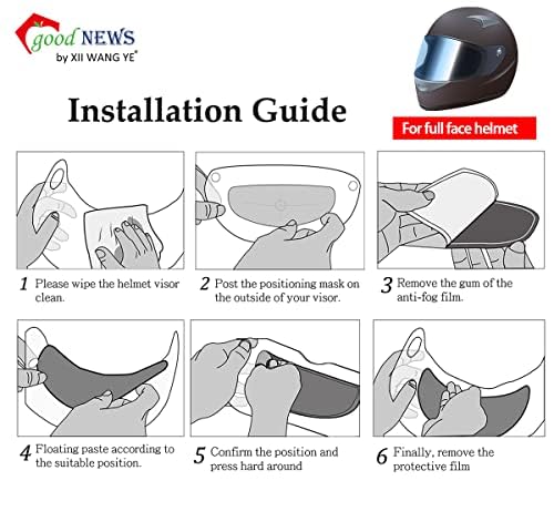 Xii Wy Universal Motorcycle Full Face Helmet Shield Anti Fog Film, Transparent Visor Lens Insert Fog Resistant Waterproof Sticke