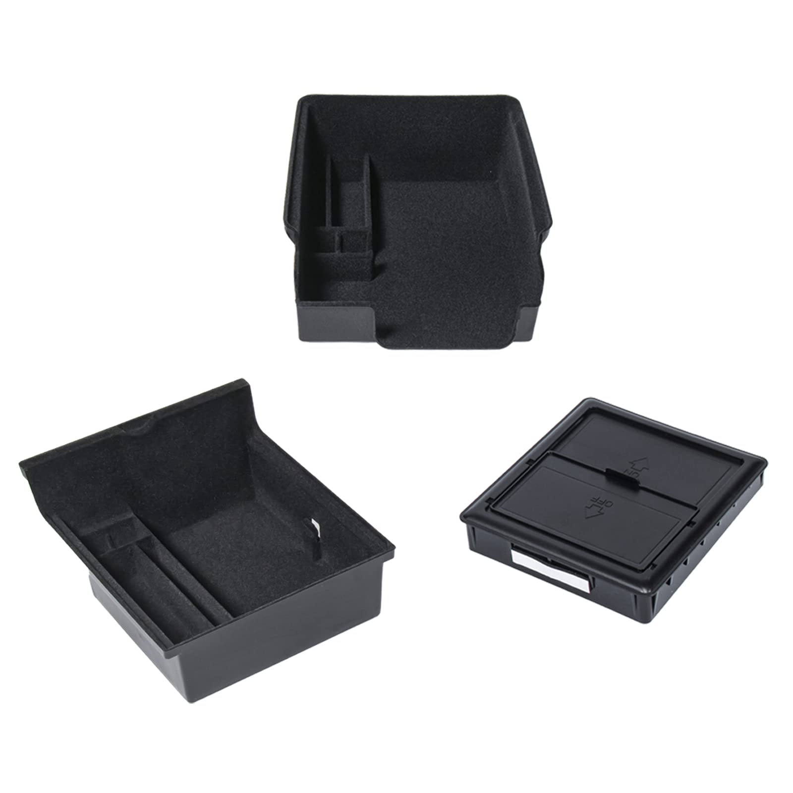 Carwiner 3Pc Center Console Organizer Tray For 2021-2022 2023 Tesla Model 3/Y Flocked Armrest Drawer Storage Box Interior Access