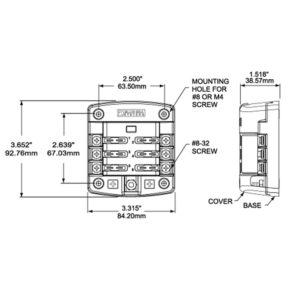 Blue Sea Systems 5028 St Blade Fuse Block 6 Circuit With Cover