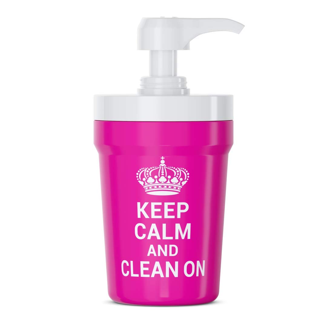 PumpCup Portable Hand Sanitizer Dispenser - 1 Pack, Plastic, Keep Calm Pink, Model 00-052-PC