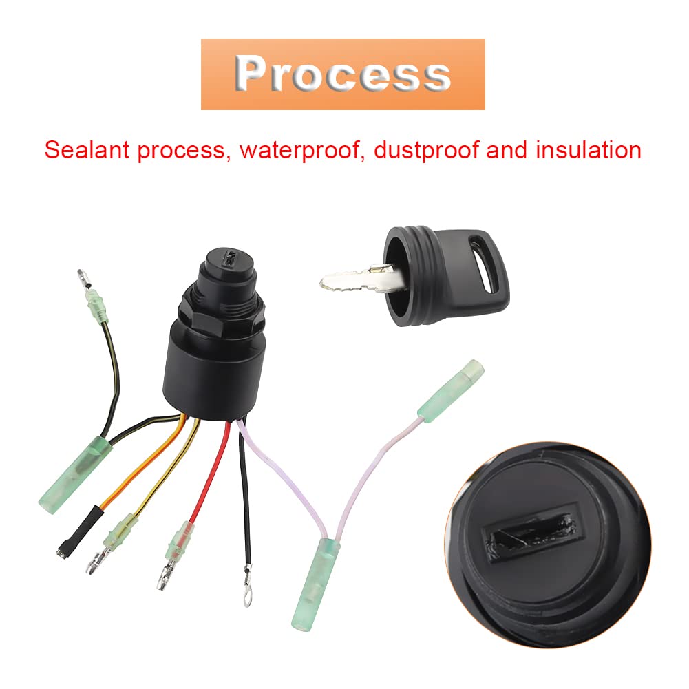 WMPHE Boat Ignition Switch with Key Push Choke Compatible with Mercury Mariner Outboard Motor Control Box 3 Position 6 Wire Conn
