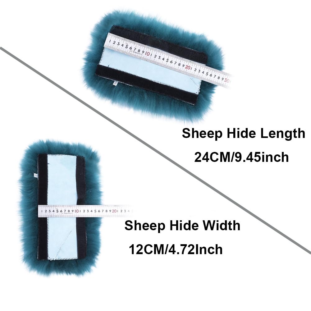 Long Wool Sheepskin Seat Belt Covers, Seatbelt Pads For Adults Kids Women Universal Car 2 Pack (White)