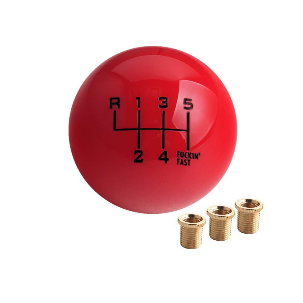 DEWHEL Red/Black 6-Speed Short Throw Shift Knob, Acrylic, Model DE-8327, 12X1.25/10X1.5/10X1.25