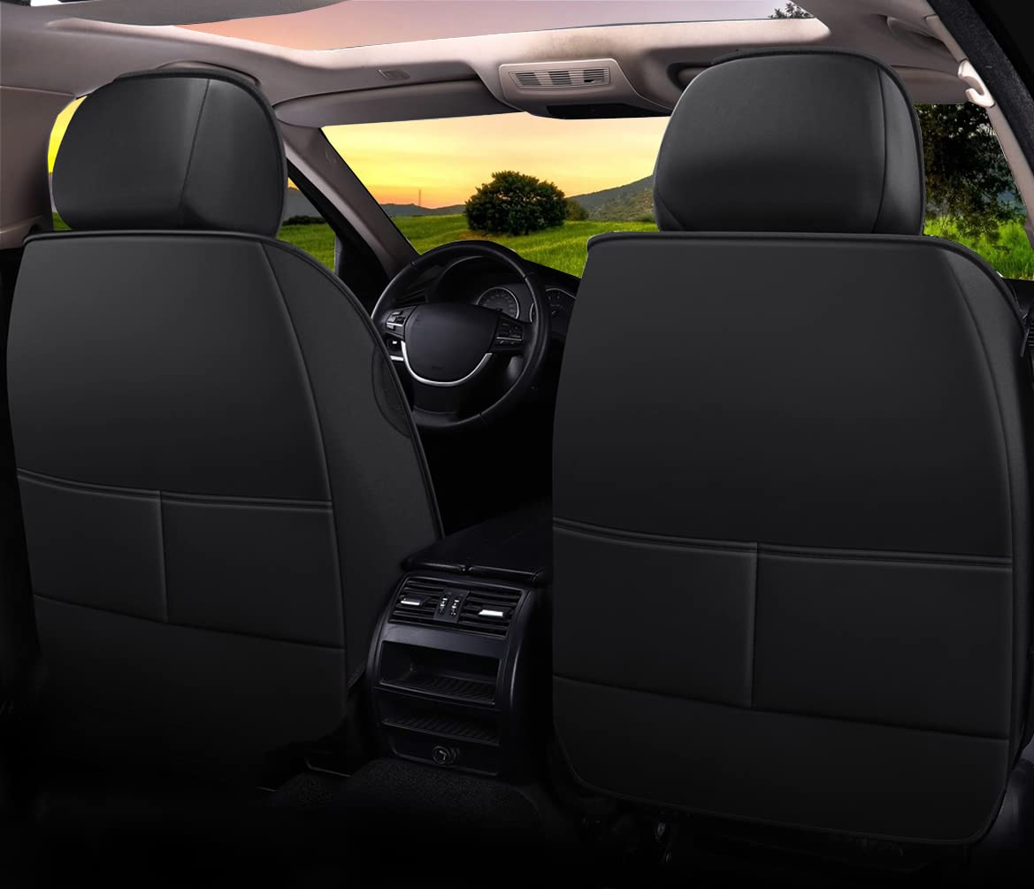 YXQYOEOSO Comfortable Leather Auto Car Seat Covers 5 Seats Full Set Universal Fit (Black & Rose)
