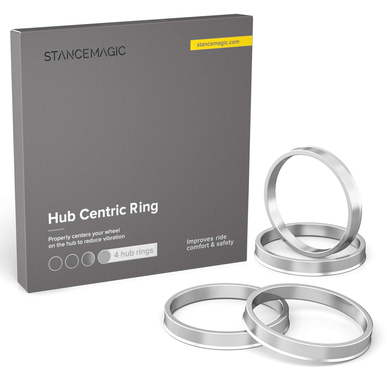 Hubcentric Rings (Pack Of 4) - 87.1Mm Id To 106.1Mm Od - Silver Aluminum Hubrings - Only Works On 87.1Mm Vehicle Hubs And 106.1Mm Wheel Centerbore