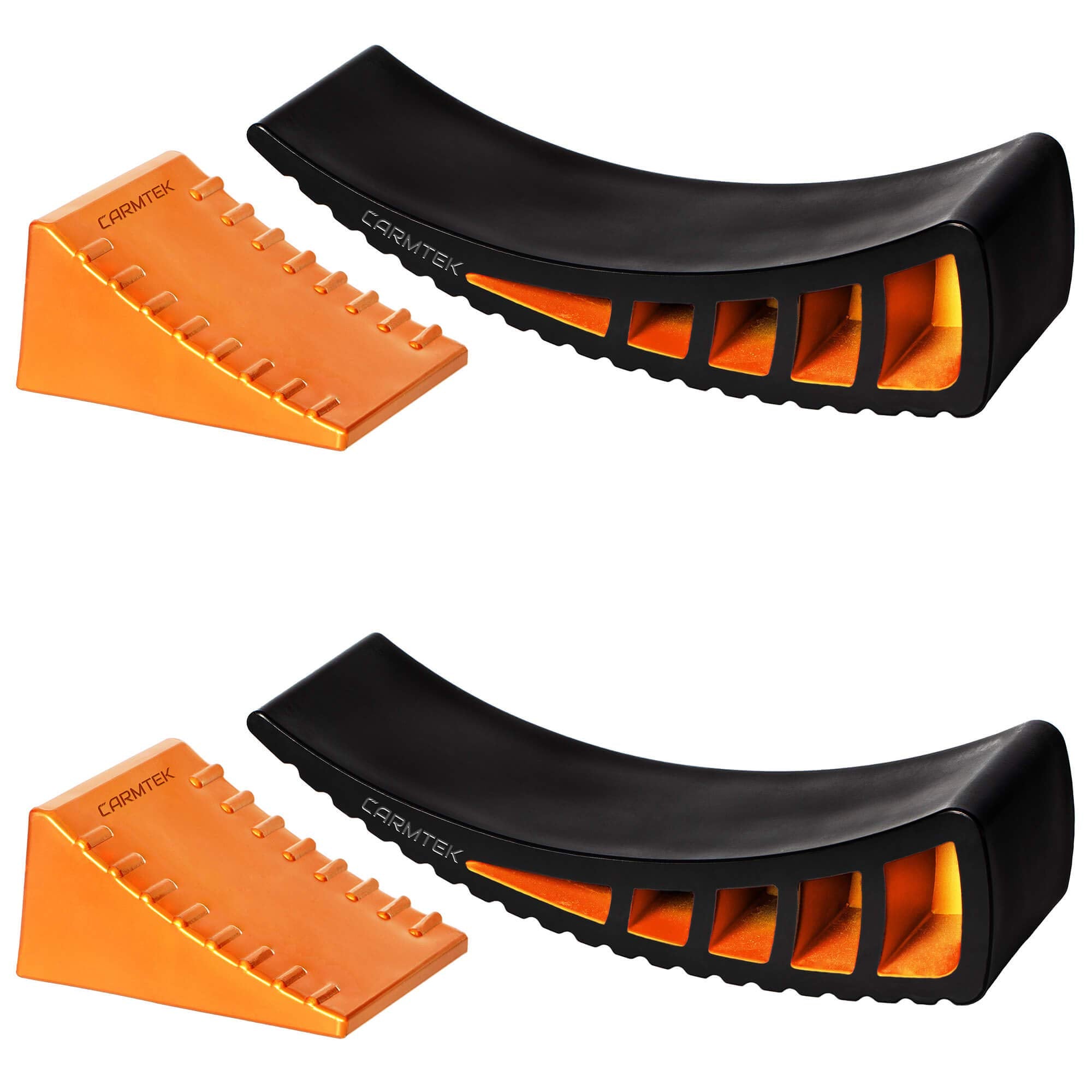 Carmtek Camper Leveler Kit - Curved Rv Levelers With Camper Wheel Chocks For Travel Trailers | Faster Camping Leveling Than Rv Leveling Blocks (1 Pack)