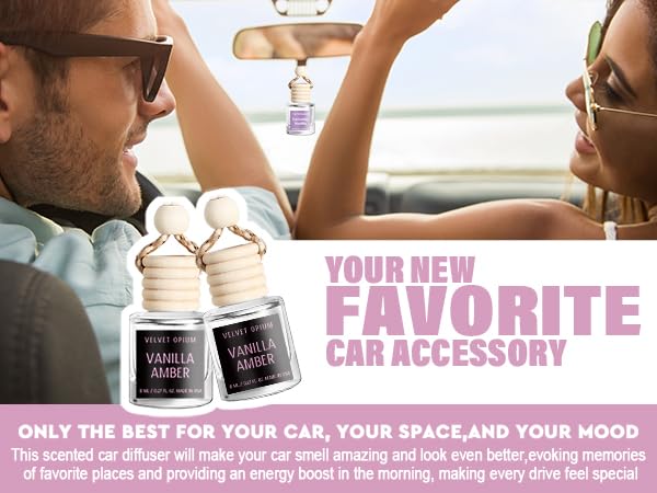 C CLASSY PERSONALIZED JEWELRY C Classy Car Air Freshener 2 Pack, Vanilla Amber Essential Oil Diffuser, Long-Lasting Fragrance, Cute Car Accessories