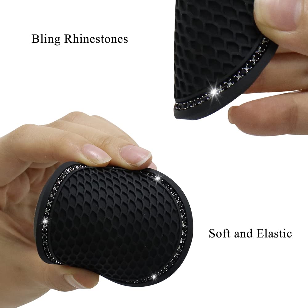 Suncaraccl Car Cup Holder Coaster, 2 Pack Universal Bling Vehicle Insert (2.75'' Diameter), Crystal Rhinestone Car Interior Acce